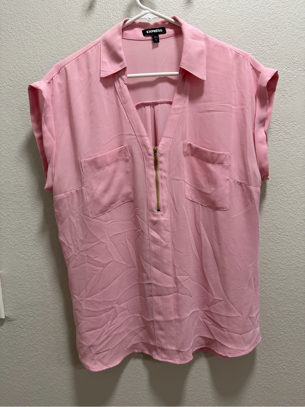 Express Pink Zip-Neck Dolman Blouse